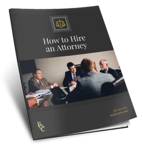 Mockup of the BOC Lawyers eBook "How to Hire an Attorney"